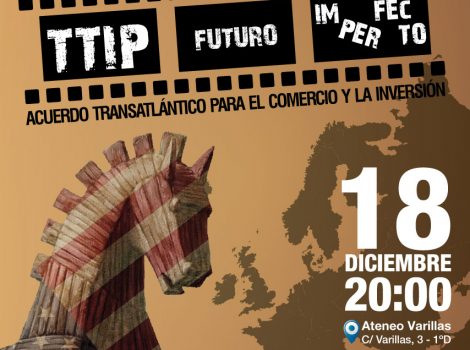 Cartel charla-proyección TTIP