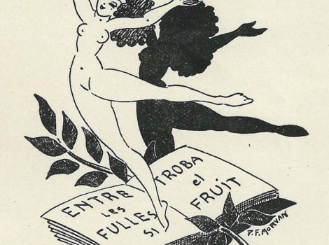 Exlibris 27 Bailarina desnuda sobre libros