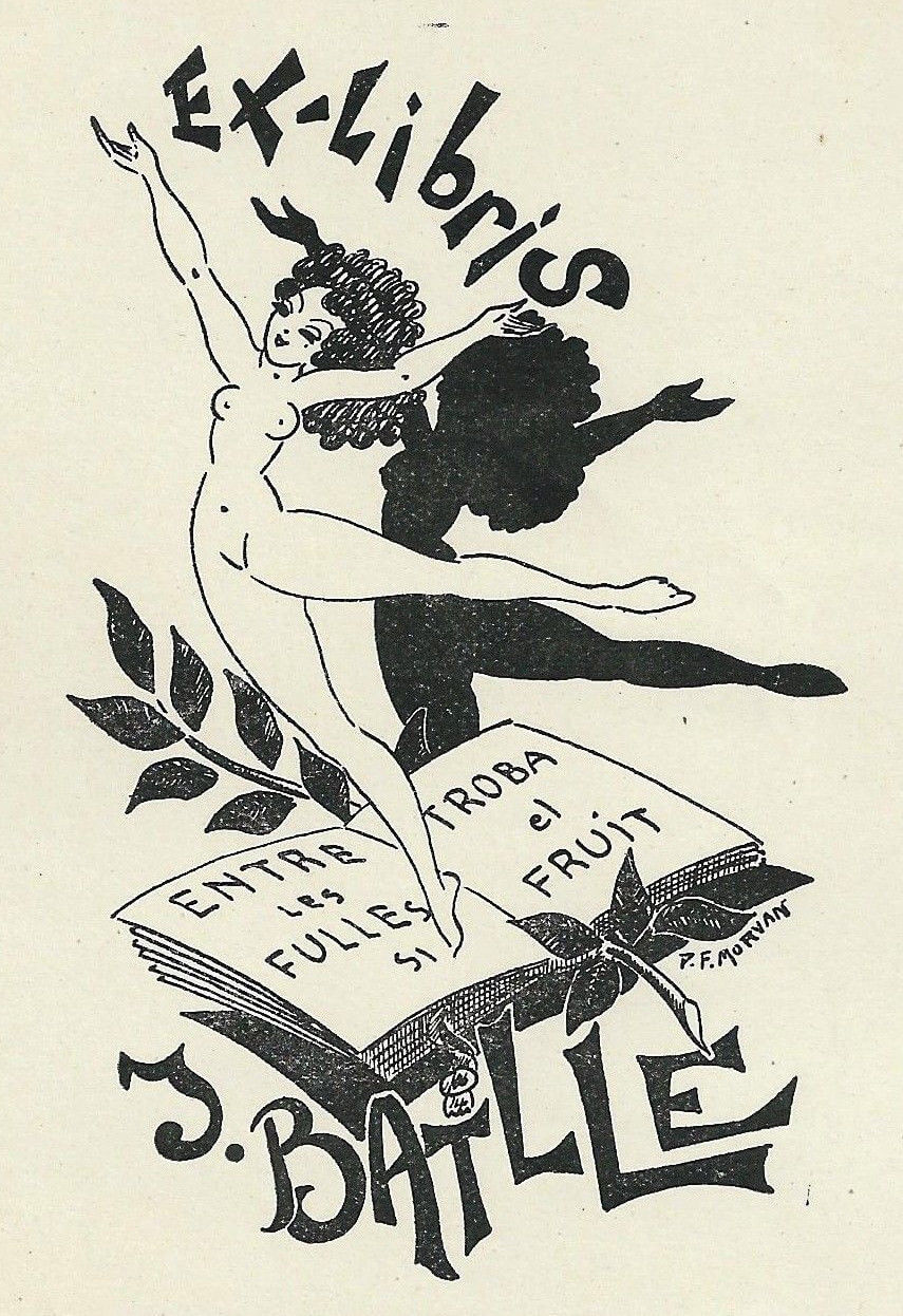 Exlibris 27 Bailarina desnuda sobre libros