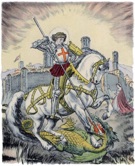 Sant Jordi sometiendo a dragón